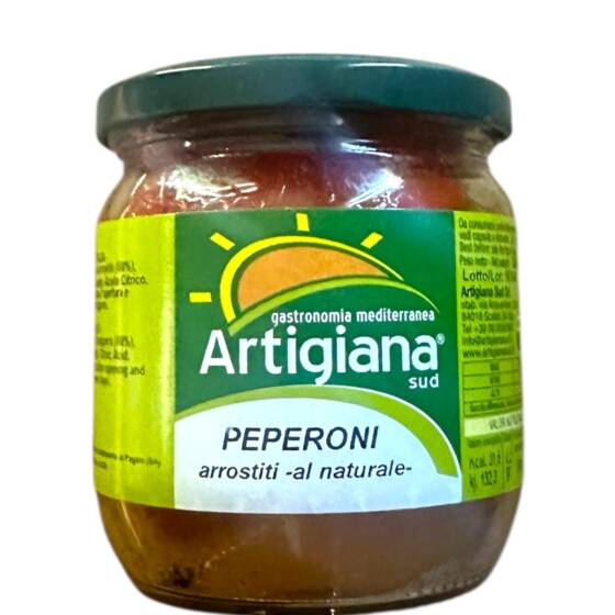 Glas Artigiana Sud Peperoni – geröstete Paprika in Naturform, italienisch