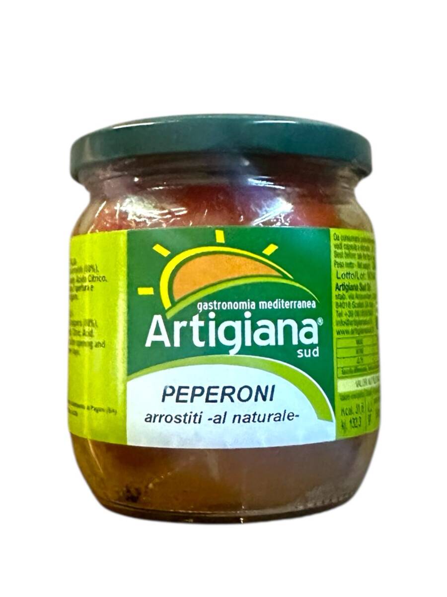Glas Artigiana Sud Peperoni – geröstete Paprika in Naturform, italienisch