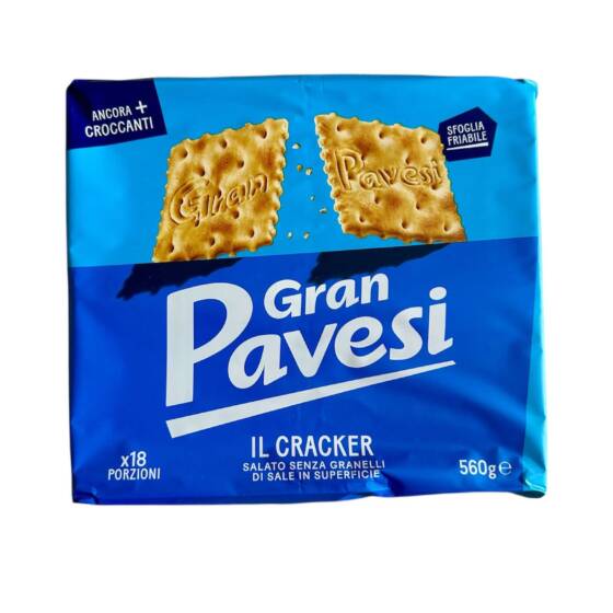 Gran Pavesi Cracker – italienische Salzcracker ohne Salzkörner auf der Oberfläche, 560 g
