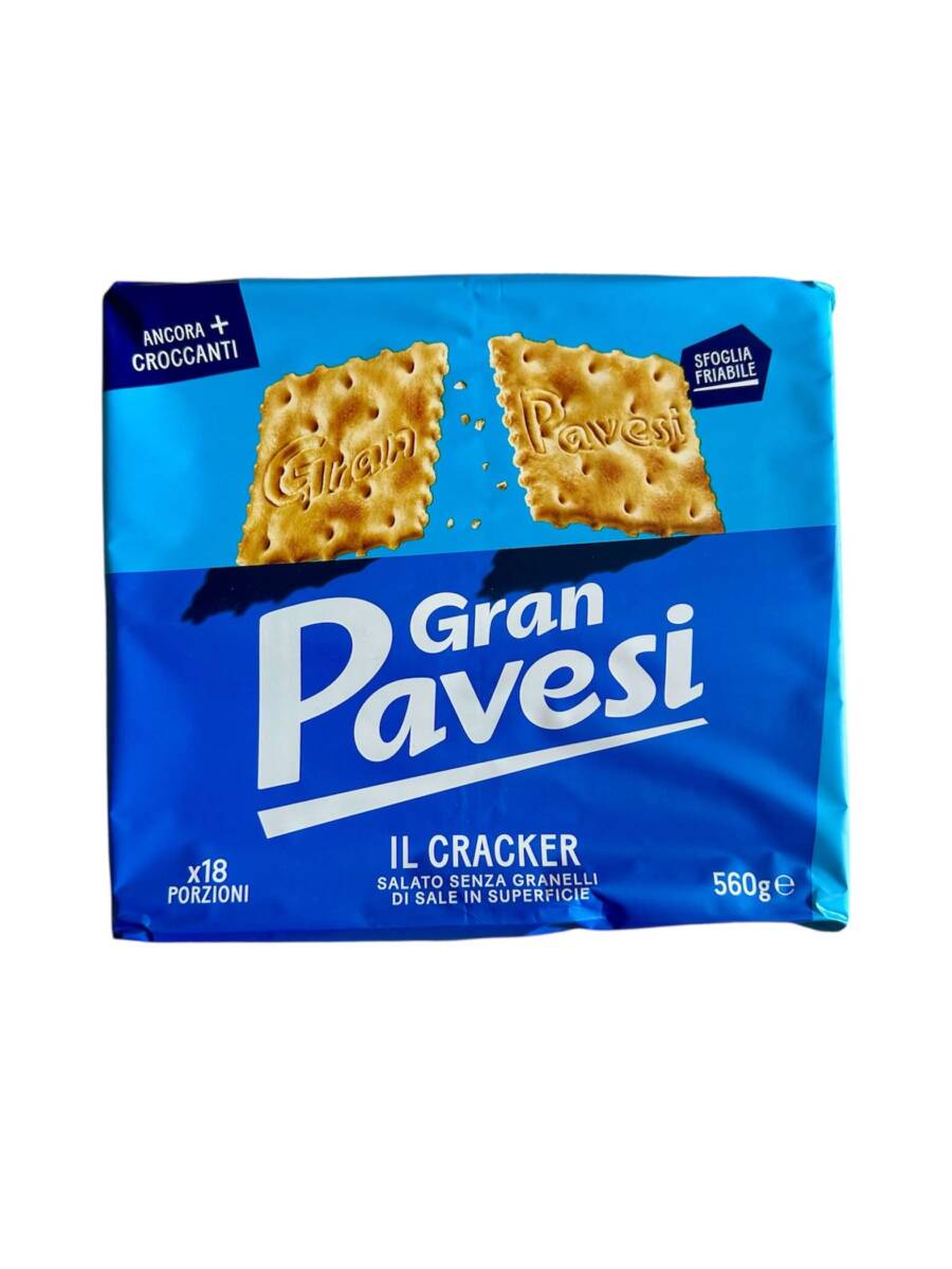 Gran Pavesi Cracker – italienische Salzcracker ohne Salzkörner auf der Oberfläche, 560 g
