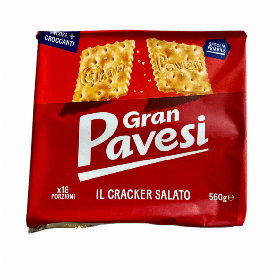 Gran Pavesi Cracker Salato – italienische Salzcracker mit sichtbaren Salzkörnern, 560 g