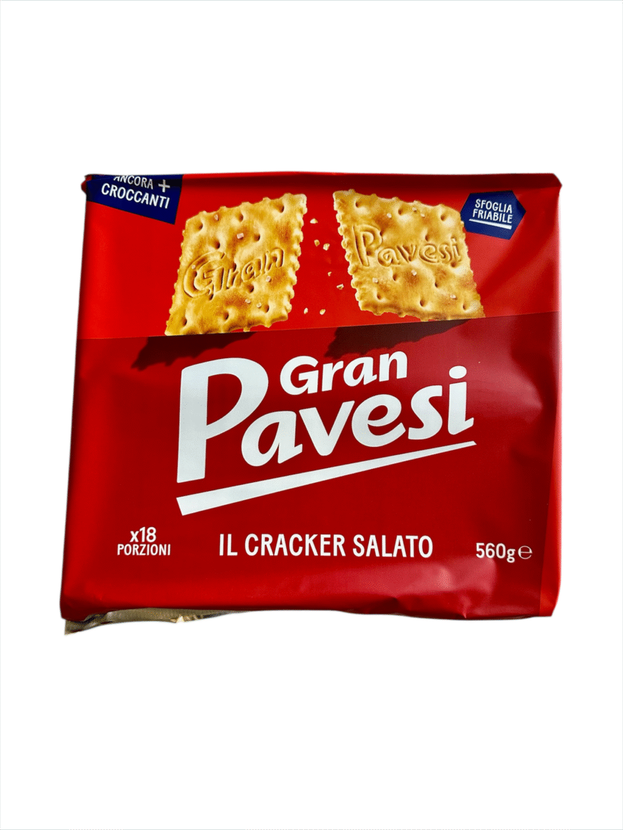Gran Pavesi Cracker Salato – italienische Salzcracker mit sichtbaren Salzkörnern, 560 g