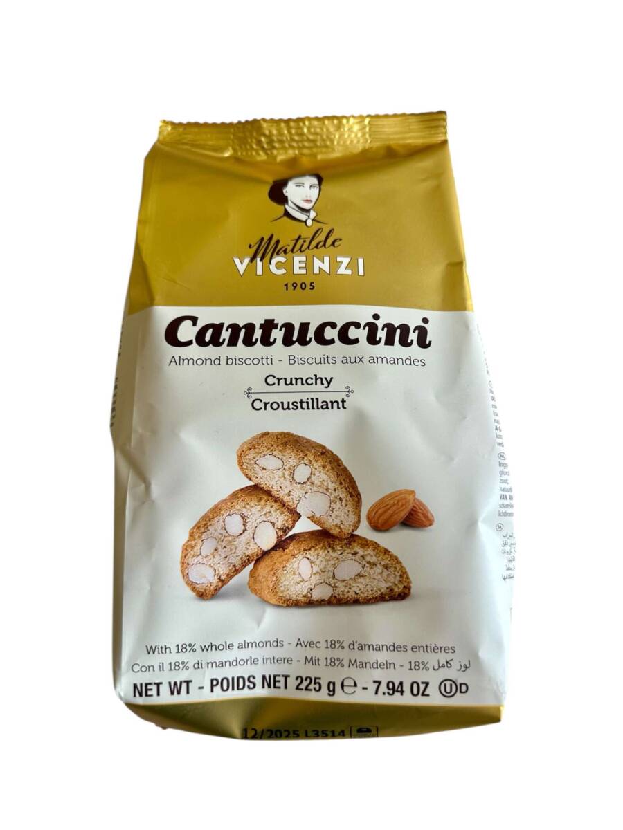 Matilde Vicenzi Cantuccini – italienische Mandelbiscotti mit 18 % ganzen Mandeln, 225 g Packung