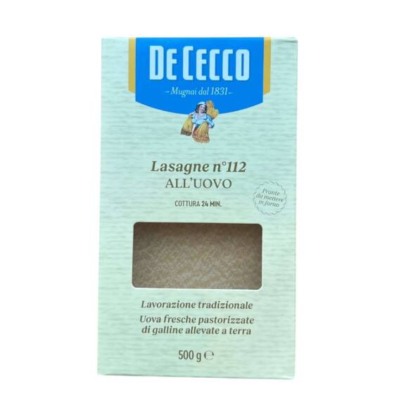 De Cecco Lasagne all’Uovo Nr.112 500 g originale italienische Lasagneplatten
