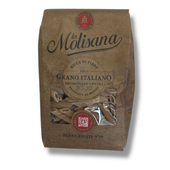 La Molisana Penne Rigate Integrali Nr. 20 – italienische Vollkornpasta aus 100 % italienischem Hartweizen