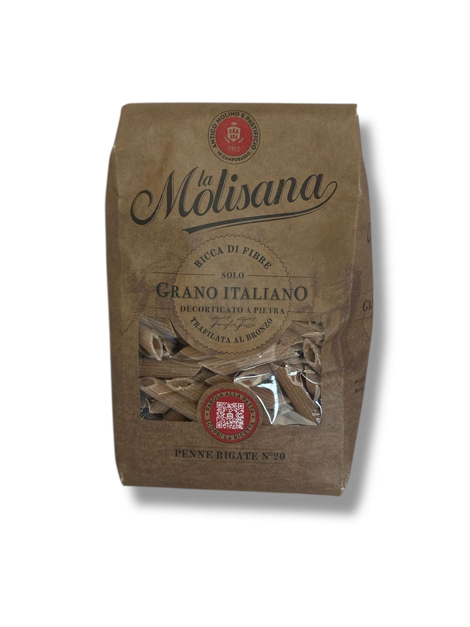 La Molisana Penne Rigate Integrali Nr. 20 – italienische Vollkornpasta aus 100 % italienischem Hartweizen