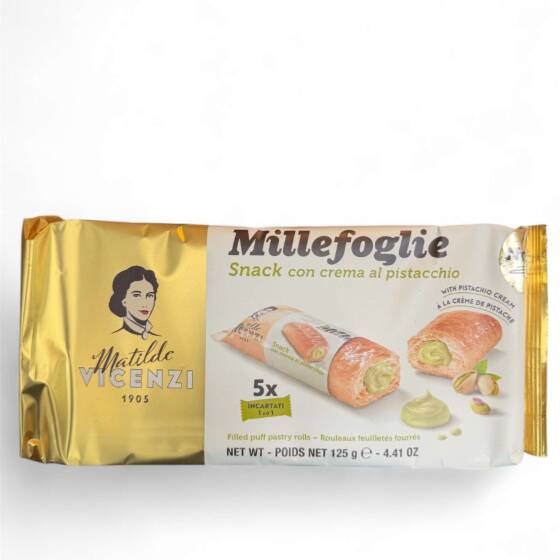 Millefoglie Pistaziencreme Snack von Matilde Vicenzi 125 g italienisches Blätterteiggebäck