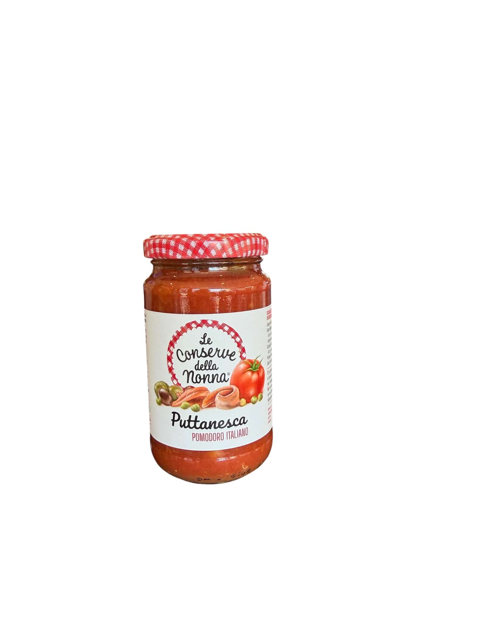 Sugo alla Puttanesca italienische Tomatensauce mit Oliven Kapern Sardellen Glas
