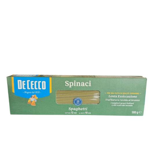 De Cecco Spaghetti mit Spinat 500 g – italienische Pasta aus Hartweizengrieß