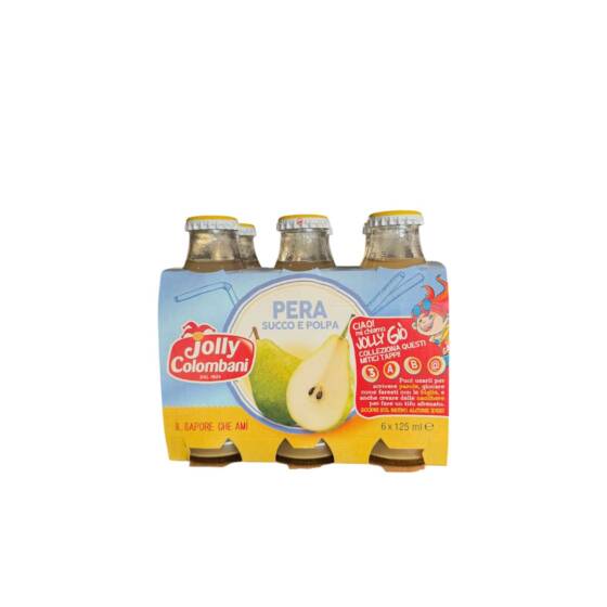 Jolly Colombani Birnensaft mit Fruchtfleisch 6 x 125 ml (750 ml) – Original aus Italien