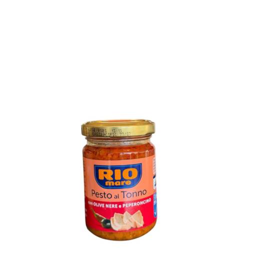 Rio Mare Pesto al Tonno mit schwarzen Oliven und Peperoncino 130 g italienische Feinkost