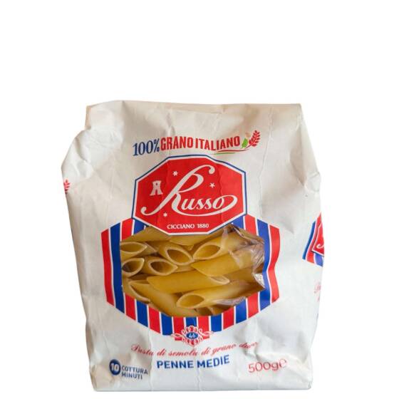 RUSSO Penne Medie Lisce 500 g – originale italienische Hartweizenpasta