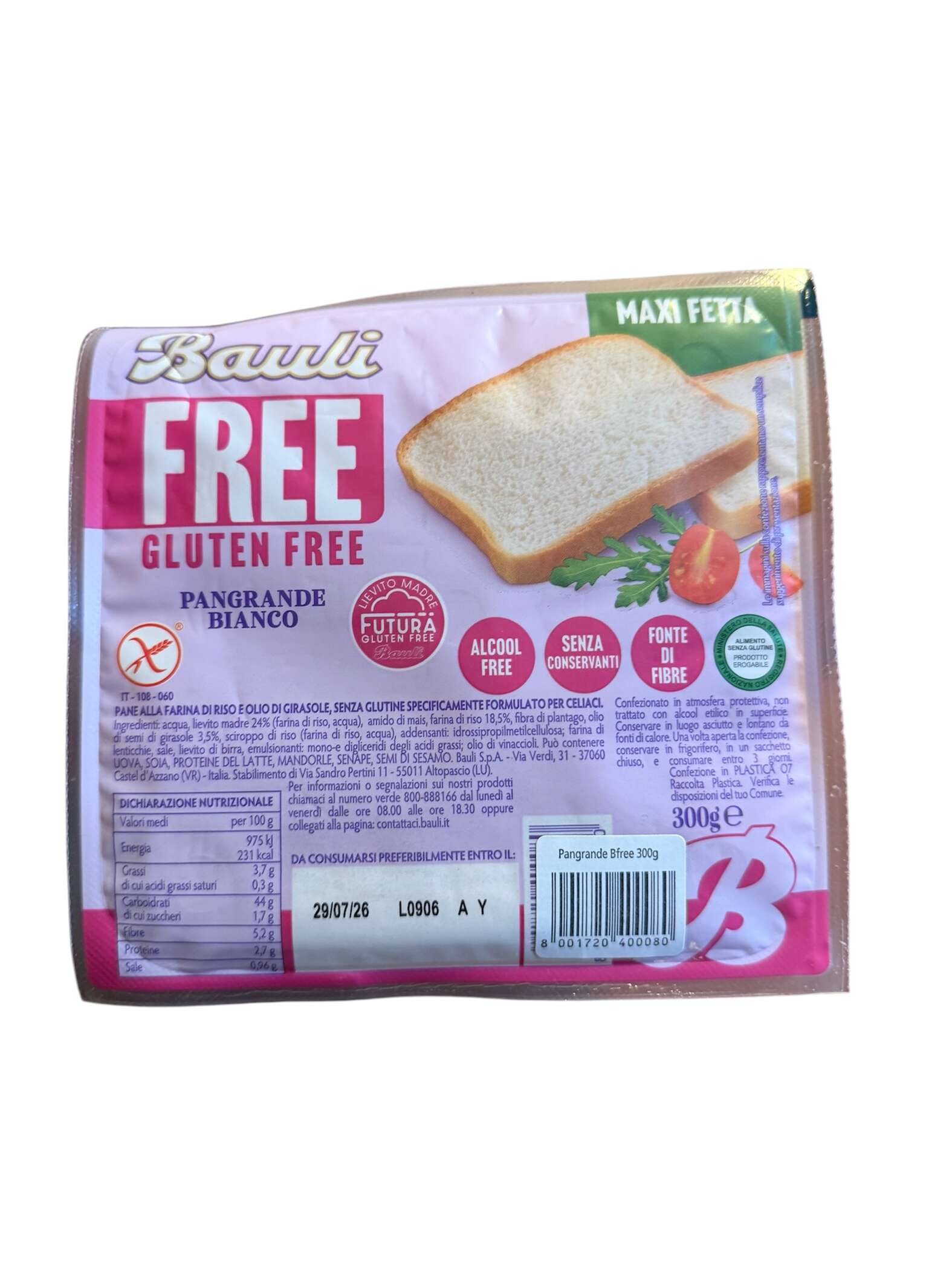 Bauli Pane Bianco Senza Glutine 300 g – glutenfreies italienisches Weißbrot Original aus Italien