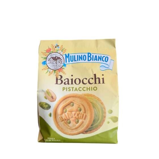 Mulino Bianco Baiocchi Pistacchio 240 g – italienische Kekse mit cremiger Pistazienfüllung aus Italien