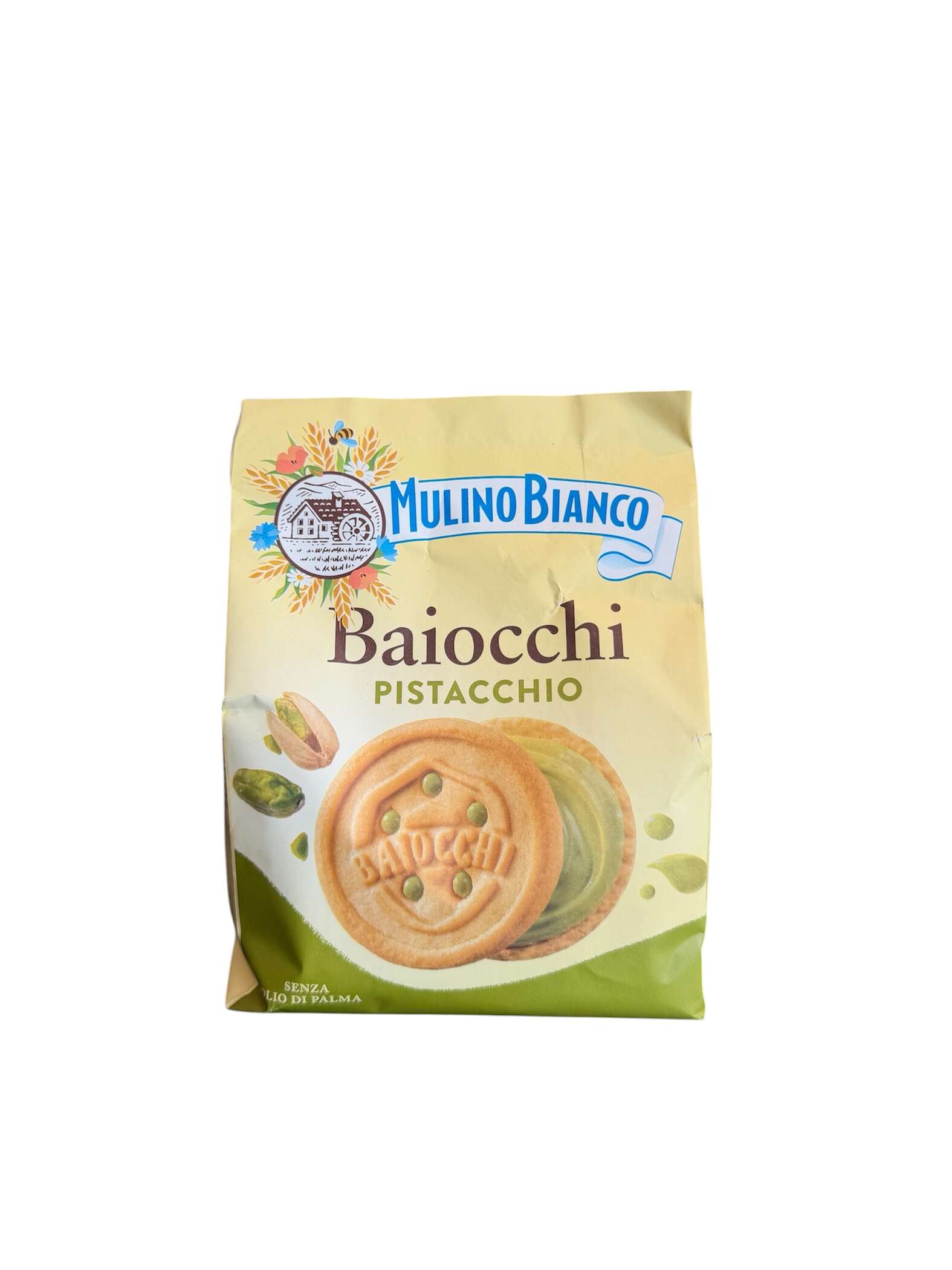 Mulino Bianco Baiocchi Pistacchio 240 g – italienische Kekse mit cremiger Pistazienfüllung aus Italien