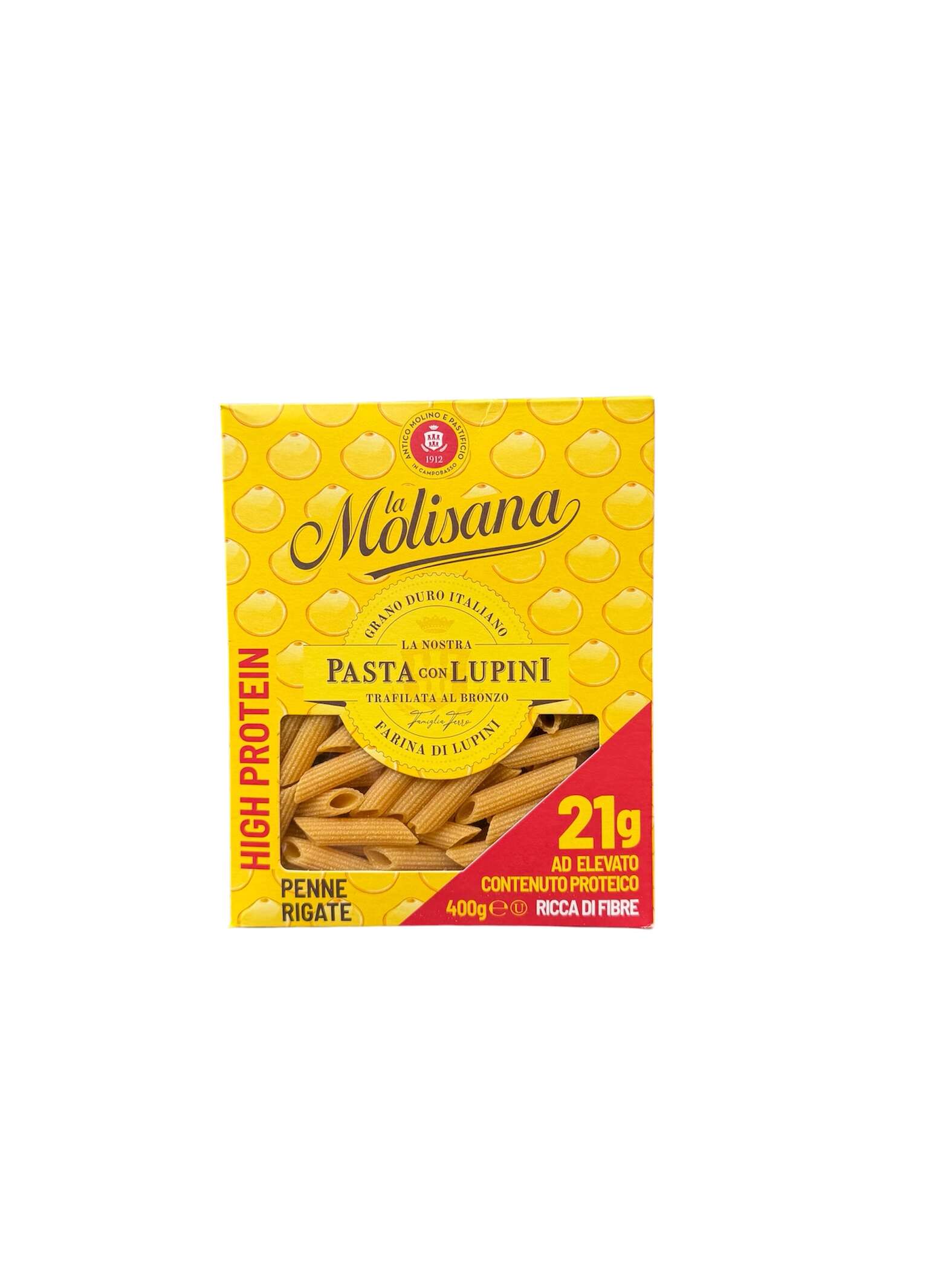 La Molisana Penne HiPro 400 g mit Lupinenmehl – proteinreiche italienische Pasta aus Hartweizen, Original aus Italien