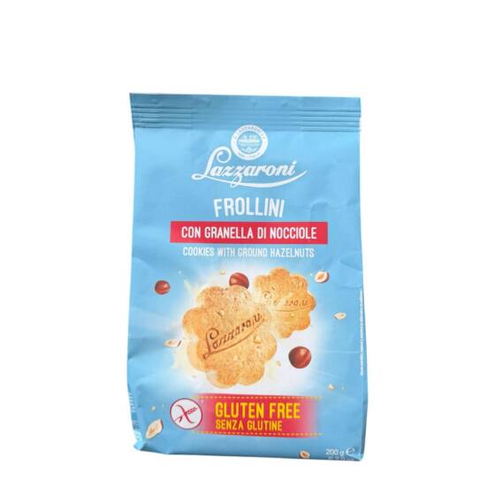 Lazzaroni Frollini glutenfrei mit Haselnussstückchen 200 g – originale italienische Kekse aus Italien