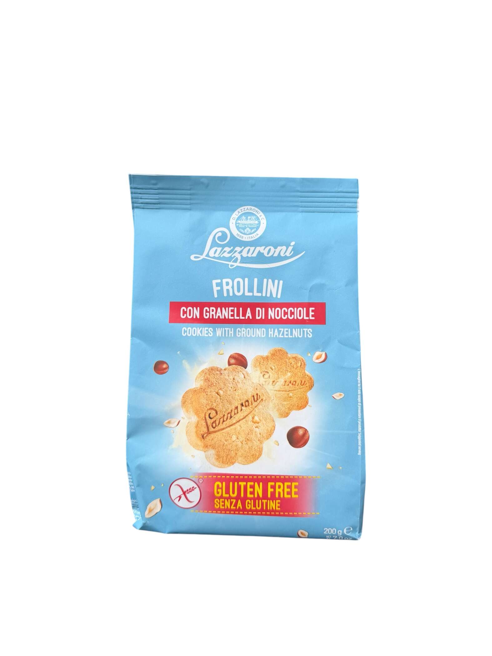Lazzaroni Frollini glutenfrei mit Haselnussstückchen 200 g – originale italienische Kekse aus Italien