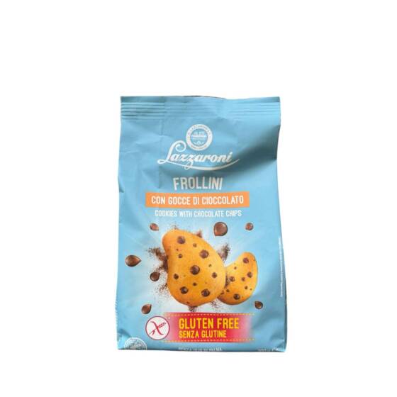 Lazzaroni Frollini glutenfrei mit Schokotropfen 200 g – originale italienische Kekse mit Schokolade aus Italien