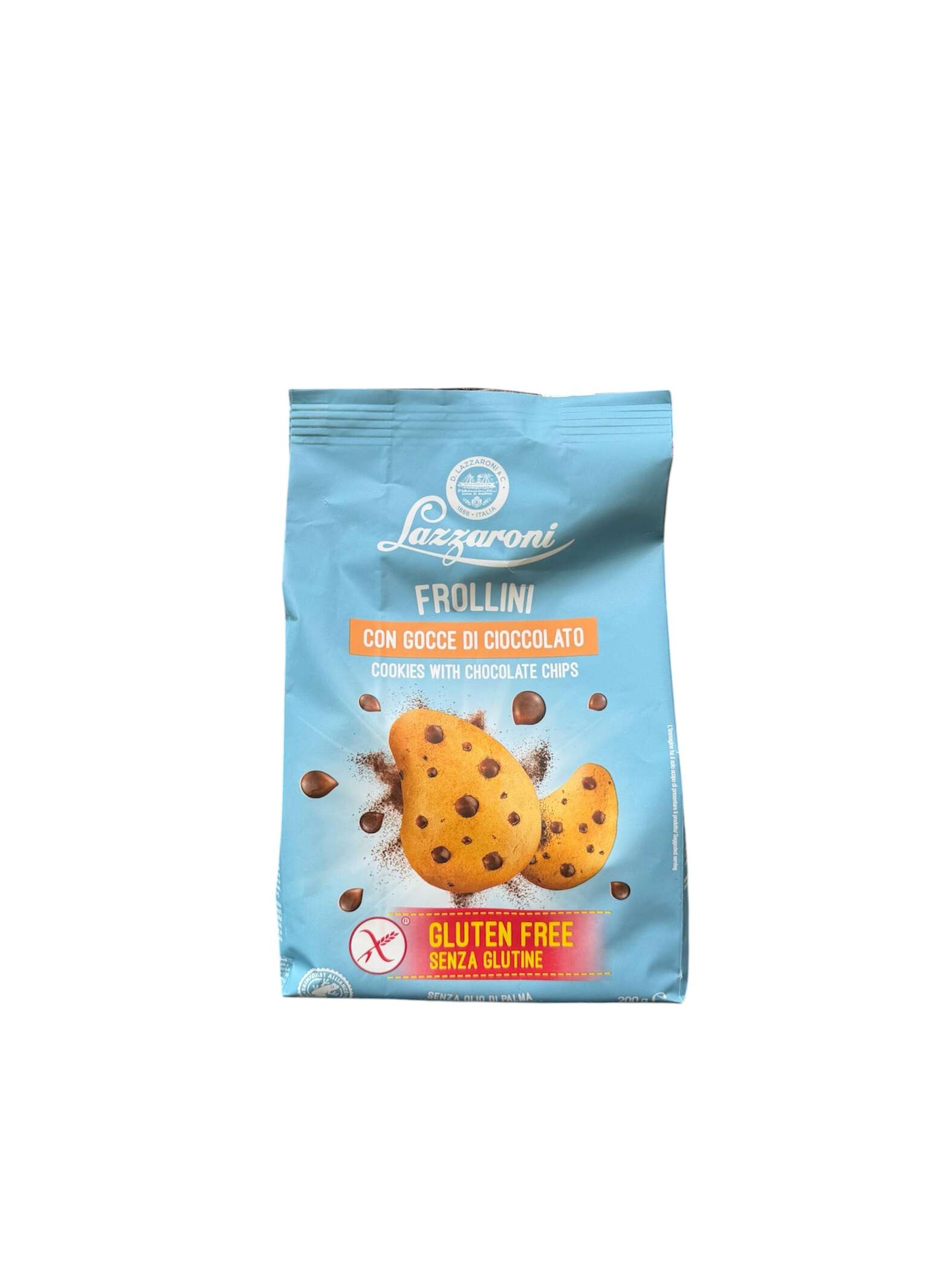 Lazzaroni Frollini glutenfrei mit Schokotropfen 200 g – originale italienische Kekse mit Schokolade aus Italien