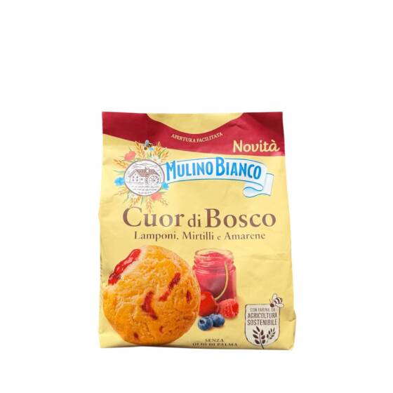 Mulino Bianco Cuor di Bosco 300 g – italienische Mürbeteigkekse mit Himbeer-, Heidelbeer- und Amarenafüllung aus Italien