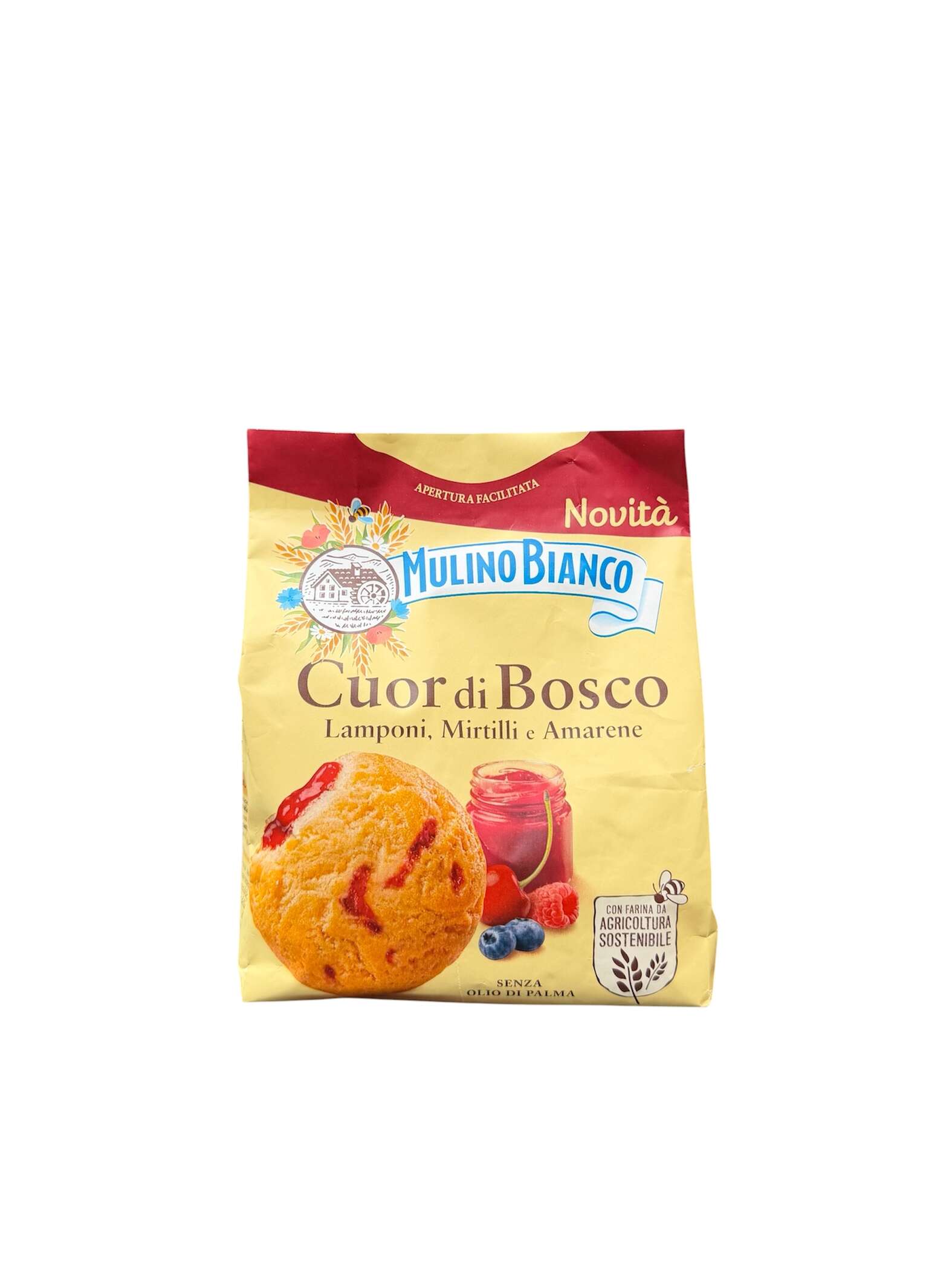 Mulino Bianco Cuor di Bosco 300 g – italienische Mürbeteigkekse mit Himbeer-, Heidelbeer- und Amarenafüllung aus Italien