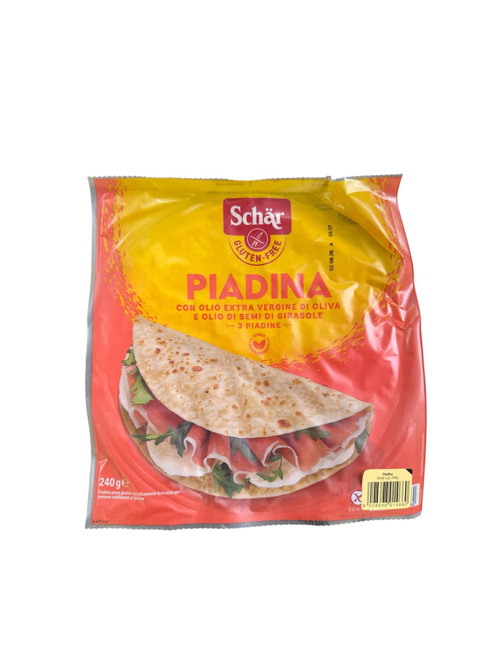 Schär Piadina Senza Glutine 240 g – glutenfreie italienische Piadina mit Olivenöl, Original aus Italien